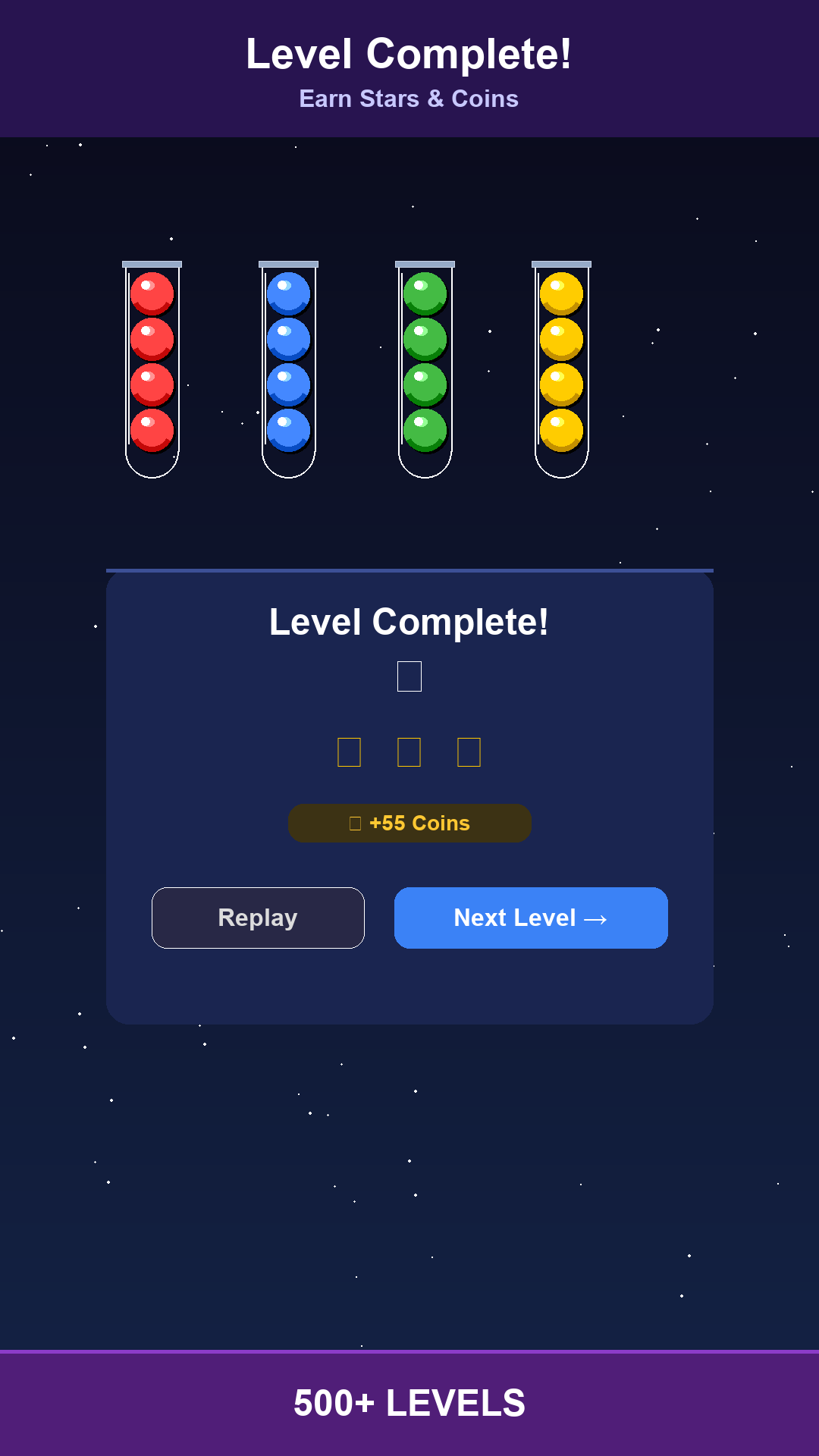 Level complete screen